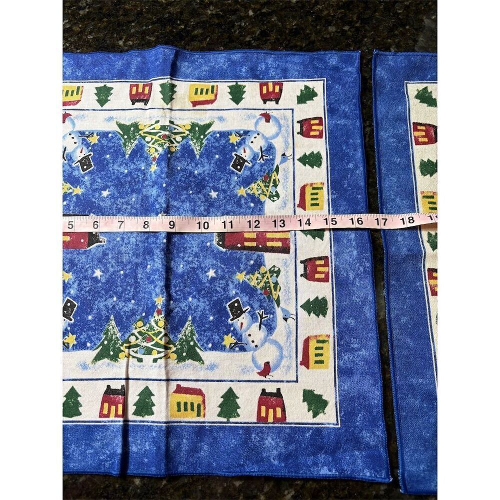 Festive Snowman Winter Scene Placemats Set of 2 Christmas Decor - Picture 3 of 4
